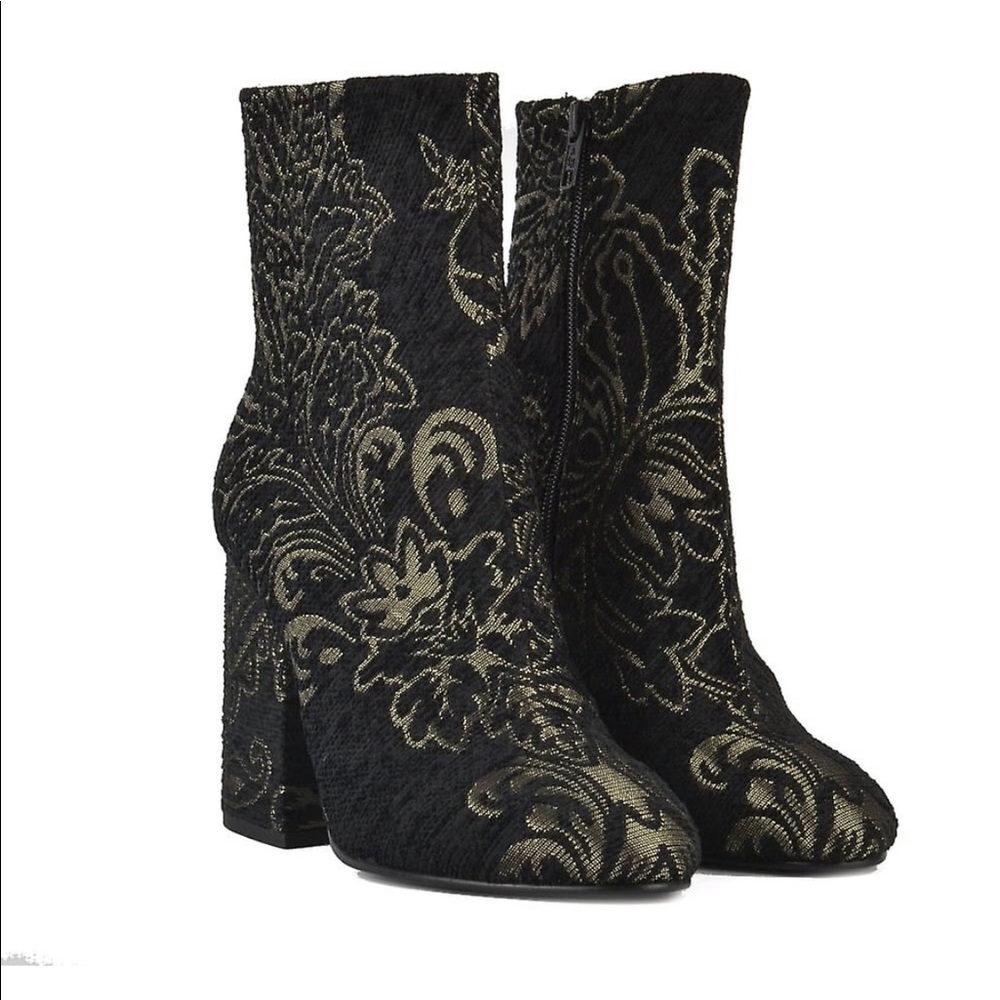 Ash Footwear Fedora Black And Gold Booties
